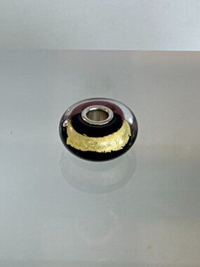 Trollbeads Deep Plum Glass Bead with Gold Foil Accent